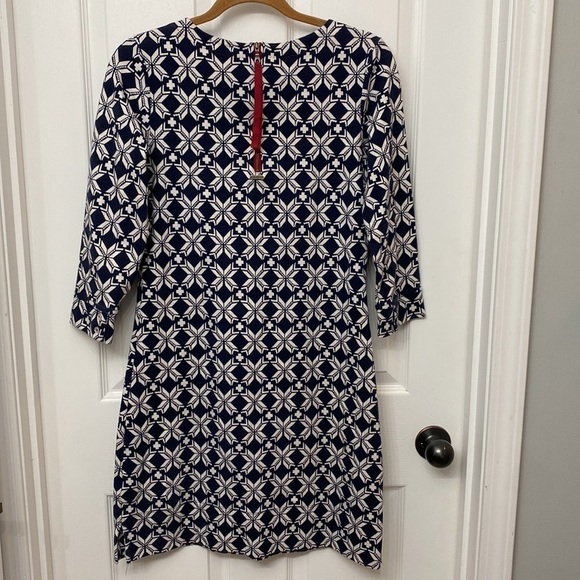 Hatley Geometric Print Shift Dress Geometric Print Small Navy Blue White Small - Picture 7 of 14